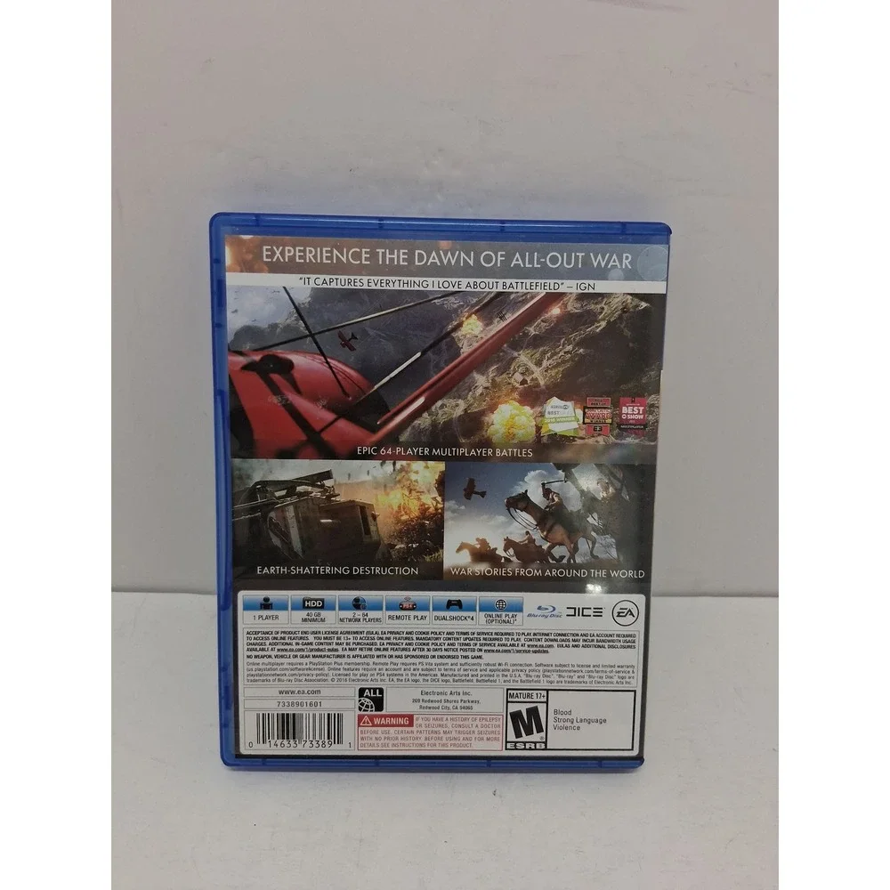 Battlefield 1 Sony PlayStation 4 PS4 2016 First Person Shooter FPS Game